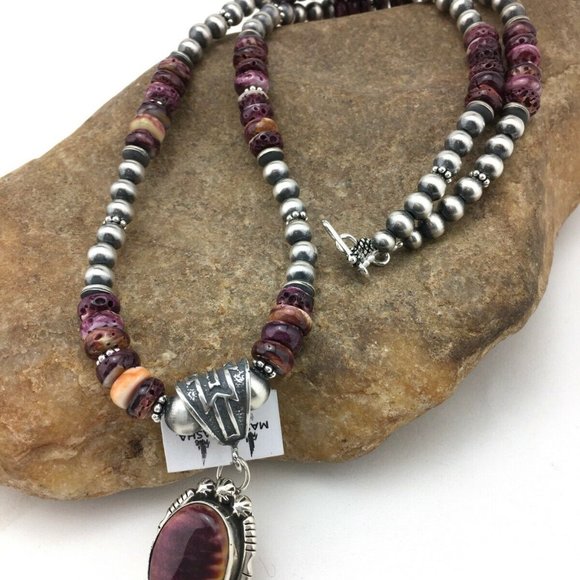 Women's Gift Navajo Purple Necklace Pendant Ln 22 - Picture 2 of 12